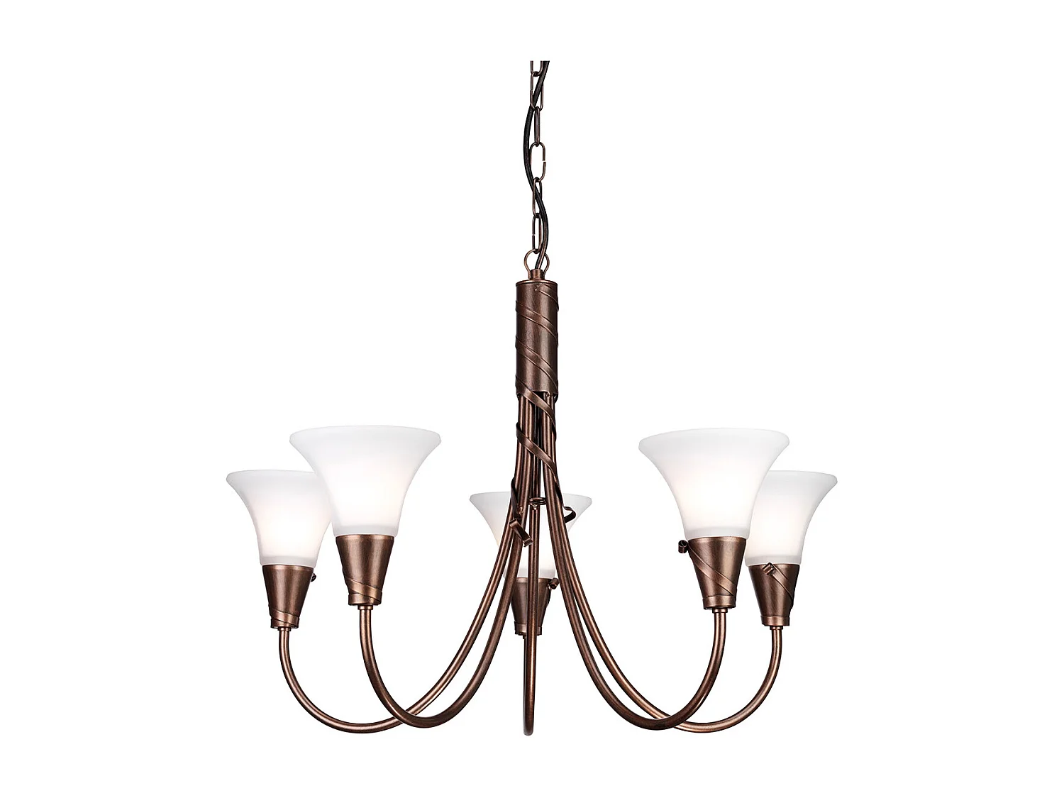 Elstead Emily 5 ljus flerarmad ljuskrona kopparfinish, E14