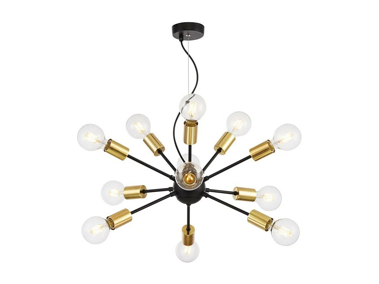 Jackson Lámpara Colgante de Techo Negra, 12 Luces, E27