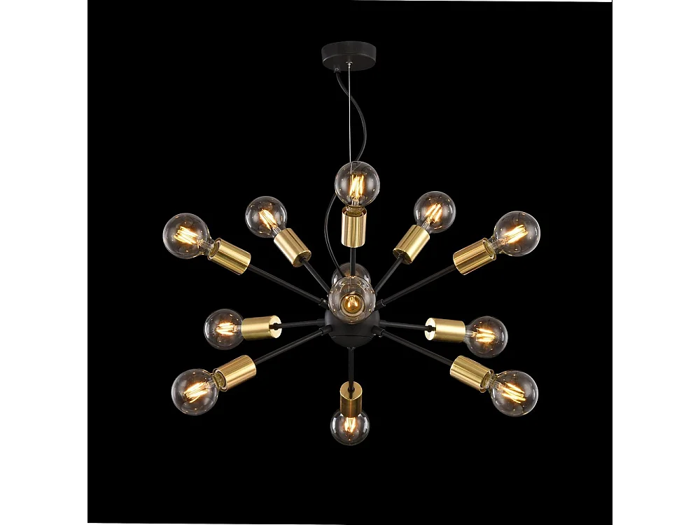 Jackson Lámpara Colgante de Techo Negra, 12 Luces, E27