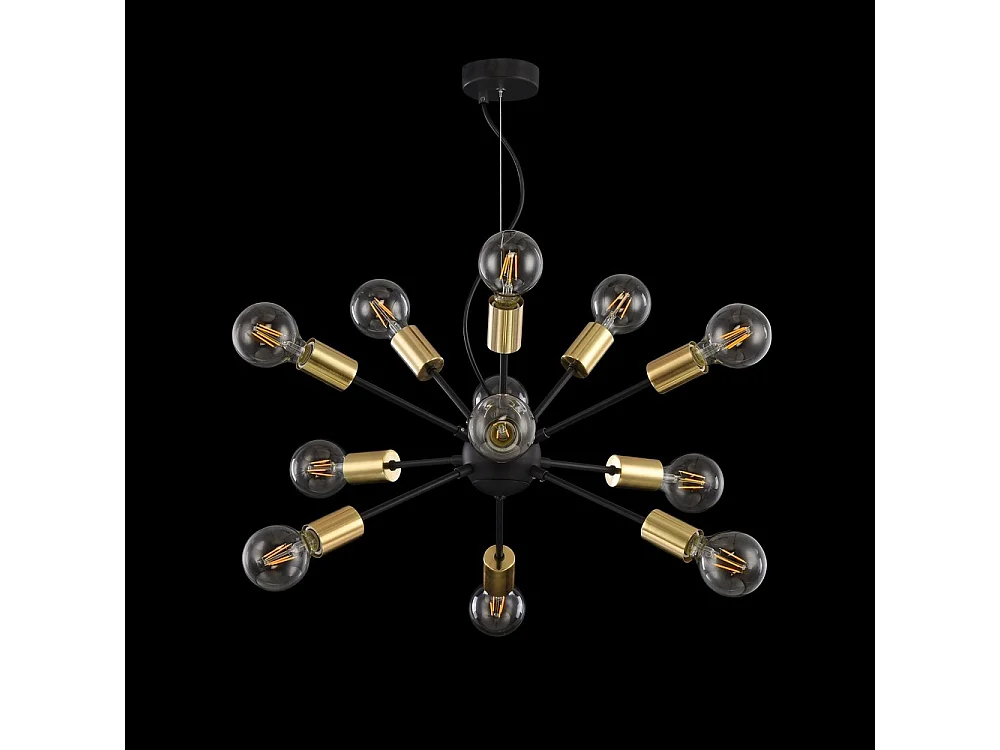Jackson Lámpara Colgante de Techo Negra, 12 Luces, E27