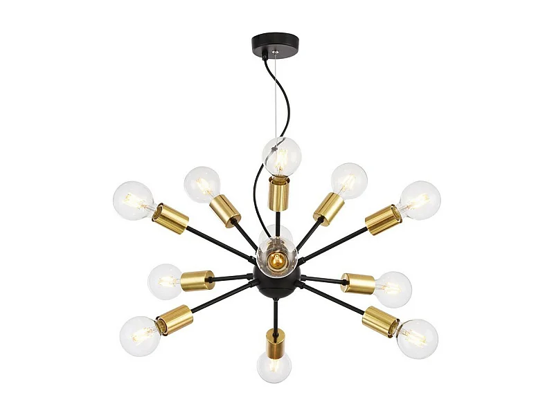 Jackson Lampada a Sospensione da Soffitto Nera, 12 Luci, E27