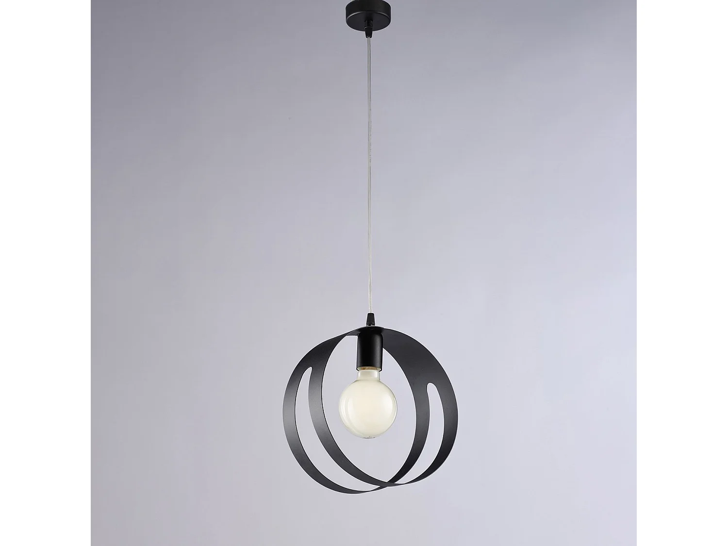 Sospensione Moderna 1 Luce Peter In Ferro Nero Taglio Laser