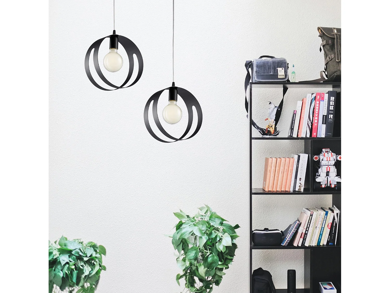 Sospensione Moderna 1 Luce Peter In Ferro Nero Taglio Laser