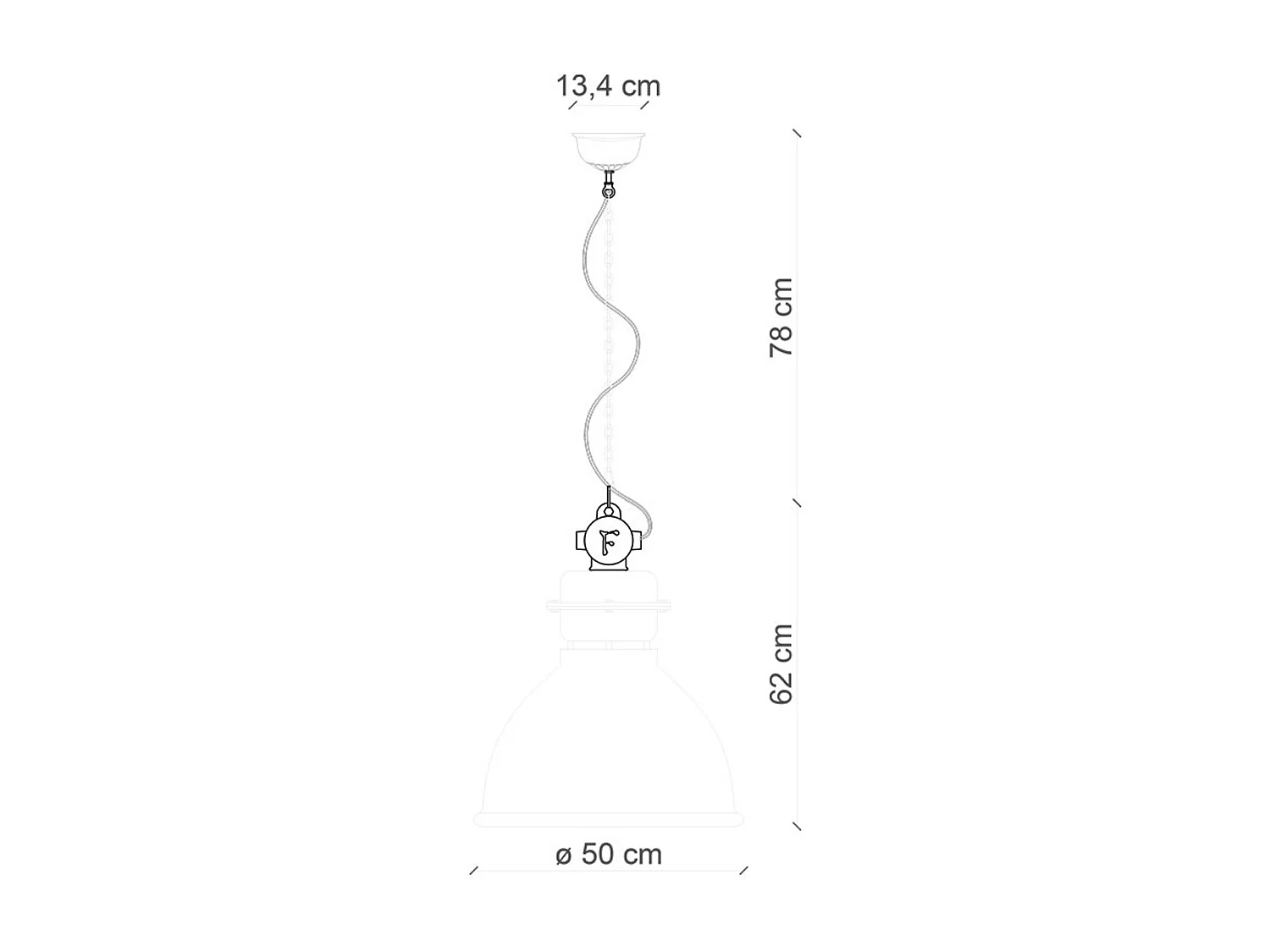 Lampadario Industrial Ferro E Ceramica Vintage Rosso 1 Luce E27 50Cm