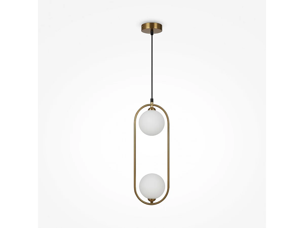 Maytoni Ring Plafoniera moderna a sospensione globo a 2 luci in ottone G9