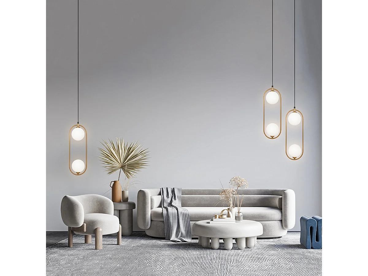 Maytoni Ring Plafoniera moderna a sospensione globo a 2 luci in ottone G9