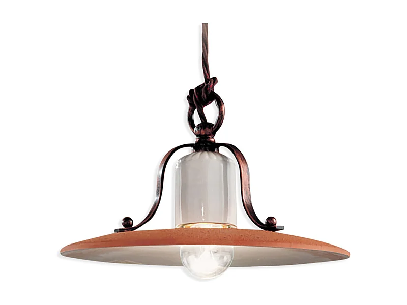 Lampadario Classico Bologna Metallo E Ceramica Nero Sfumato Rame 24Cm 1 Luce E27