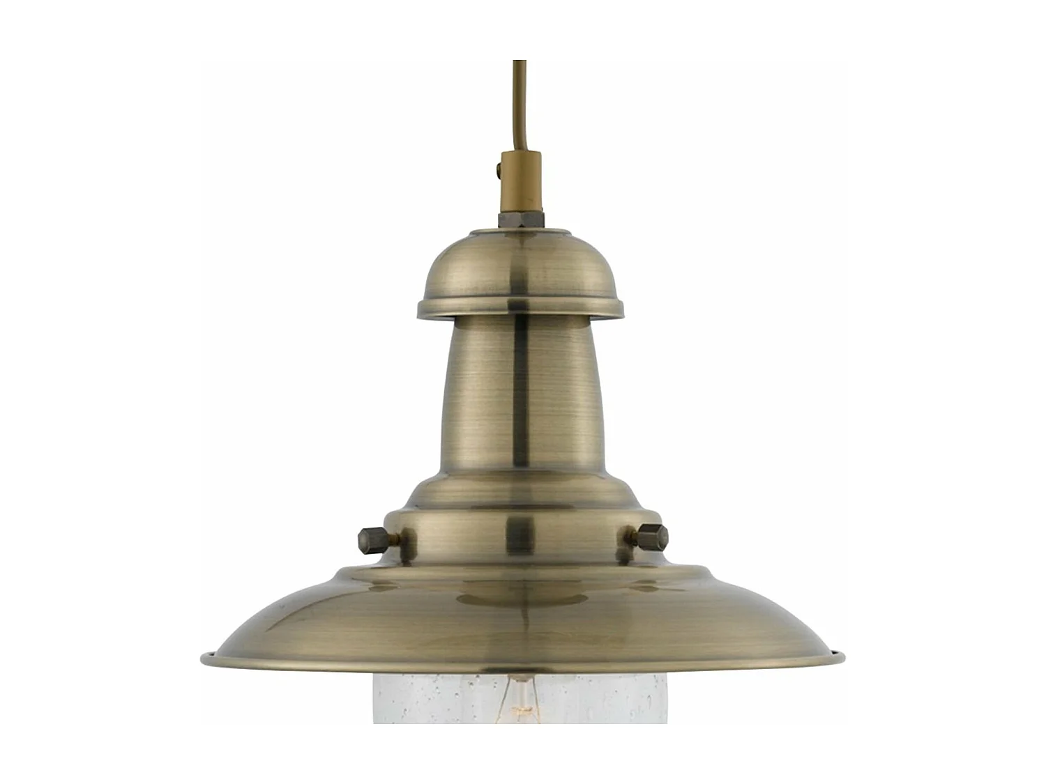 Searchlight Fisherman Suspension de plafond à 1 ampoule en laiton antique, verre grainé, E27