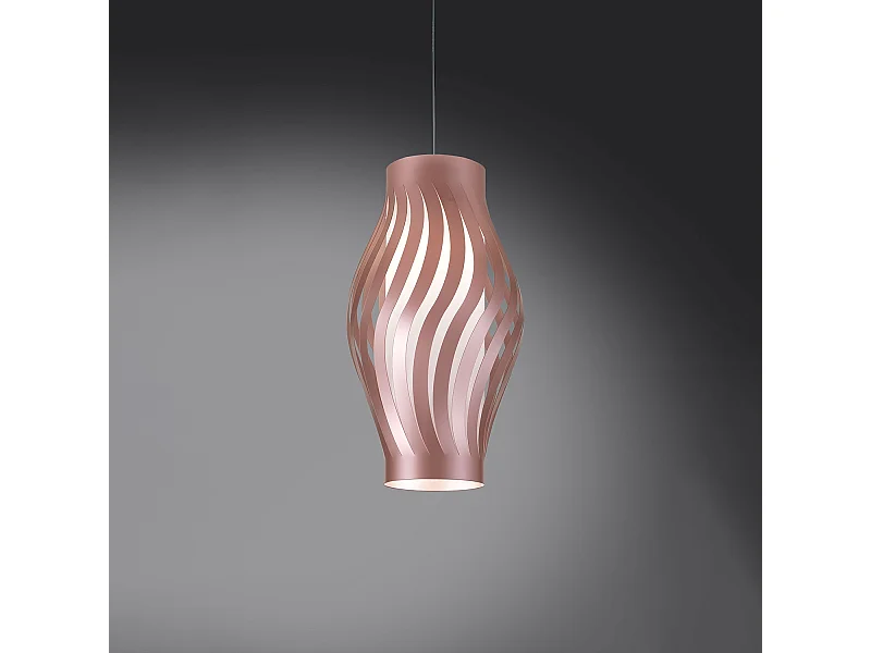Sospensione Moderna Helios Polilux ® Pink Metal 1 Luce E27 H61Cm