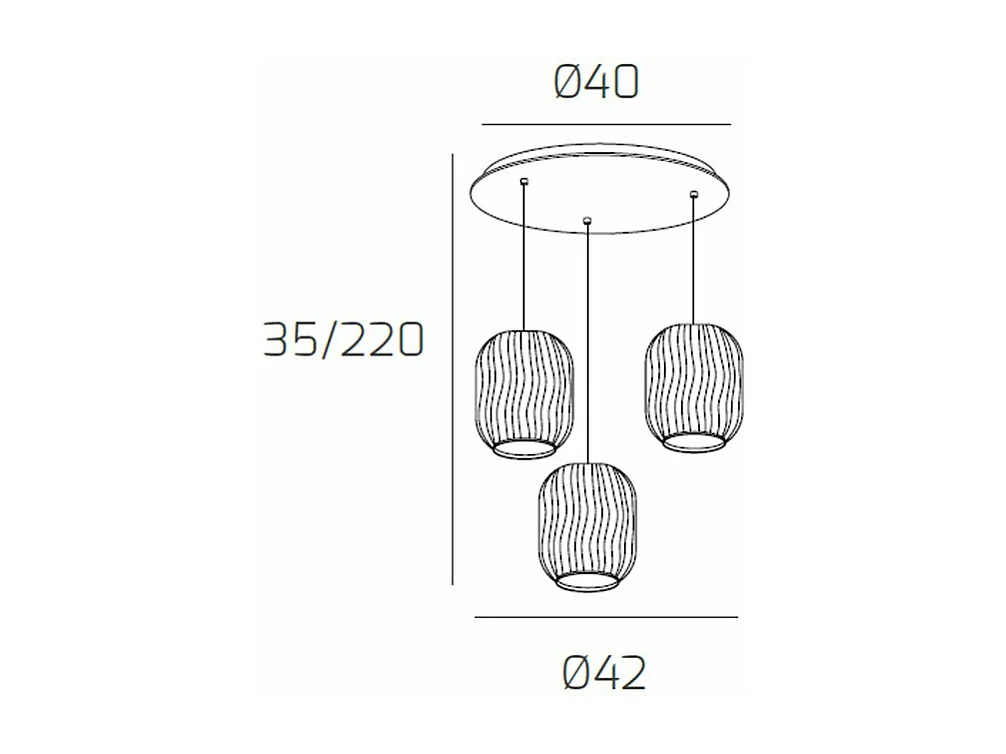 Sospensione Cromo 3 Luci Tonda Vetri Blu