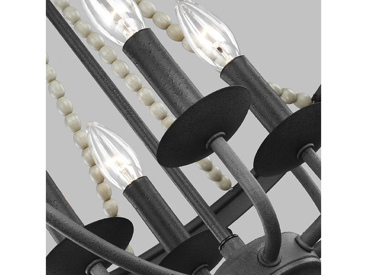 Elstead Feiss Nori Lustre à bras multiples en zinc patiné foncé avec bois flotté gris