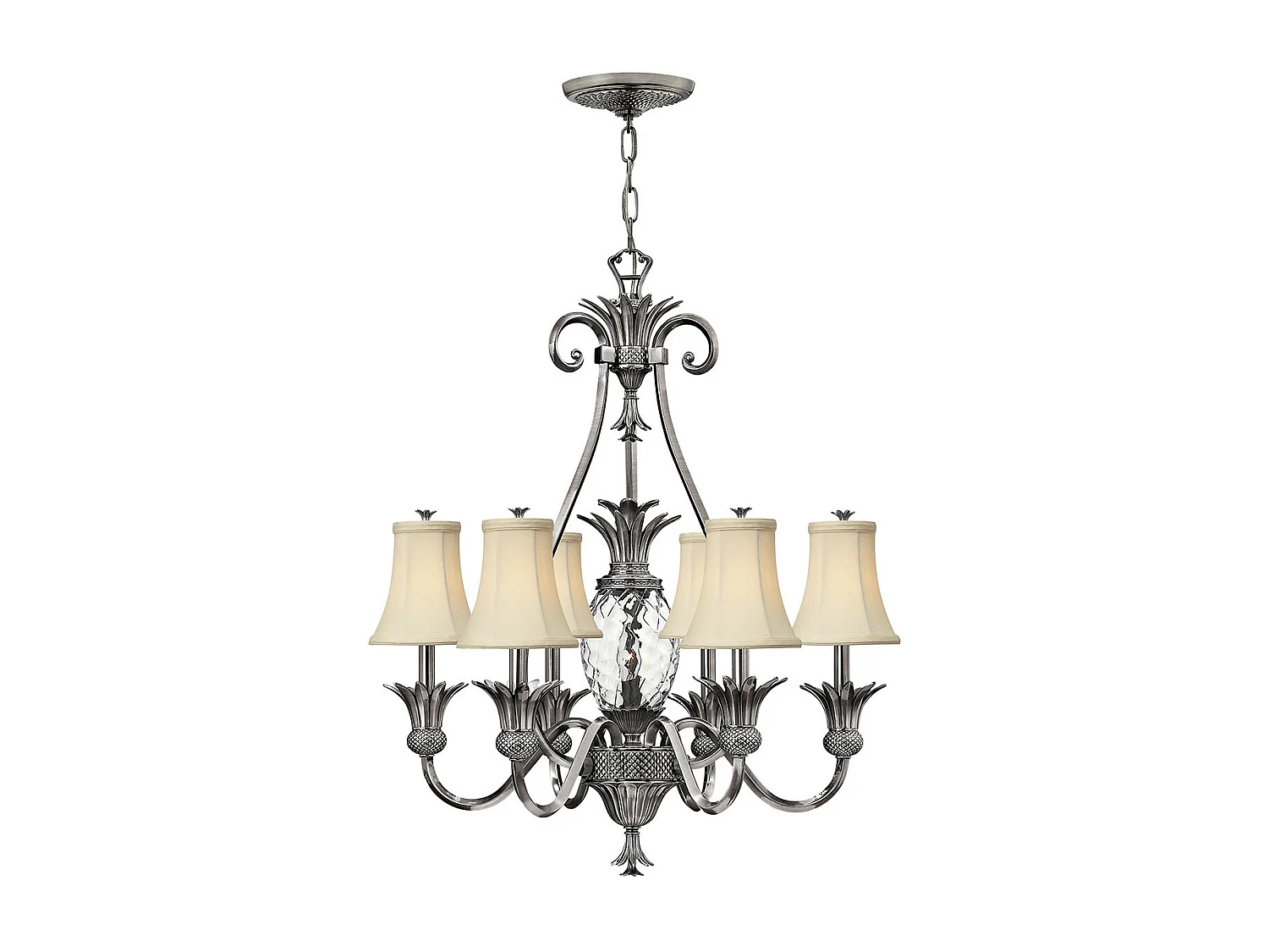 Elstead Plantation - Lampadario a 7 luci multibraccio finitura nichel lucido, attacco E14