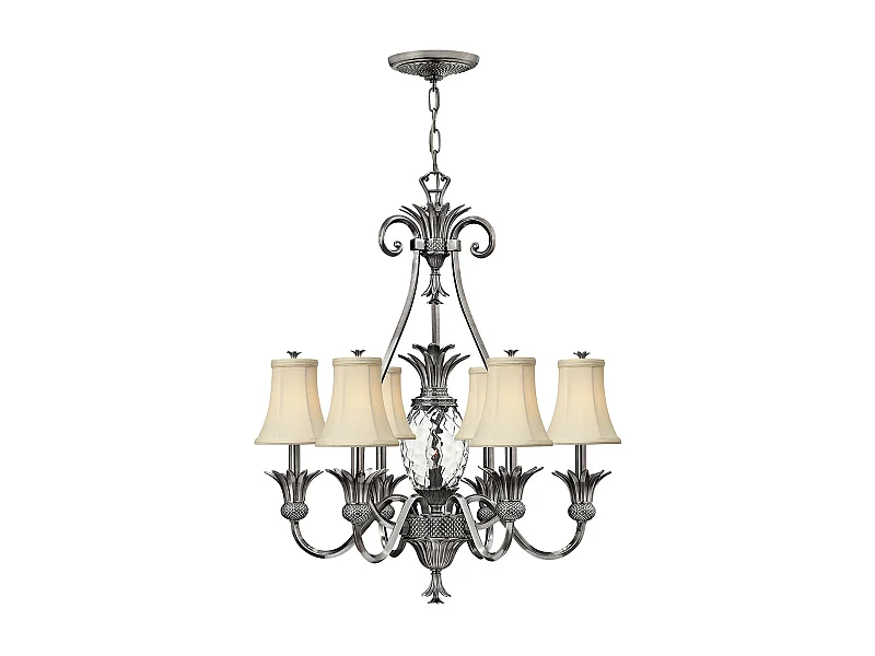 Elstead Plantation - 7 Leichter mehrarmiger Kronleuchter aus poliertem Nickel, E14