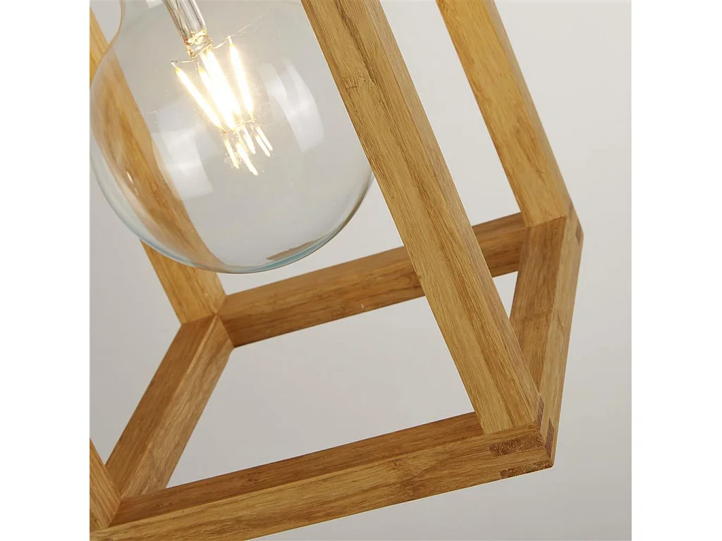 Searchlight SquareVävd bambu trä 1 ljus hänge