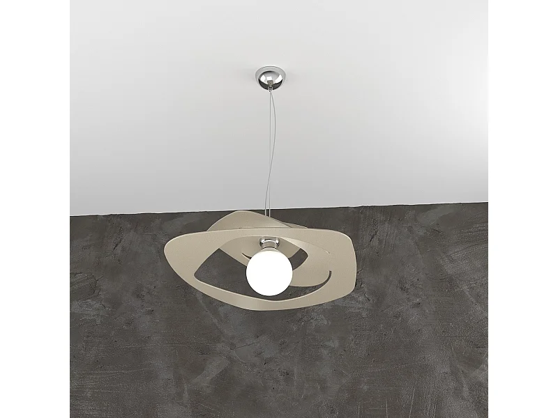 Moderne Pendelleuchte 1 Licht Sand Warped d.50 cm - E27-Fassung - Geometrisches Design