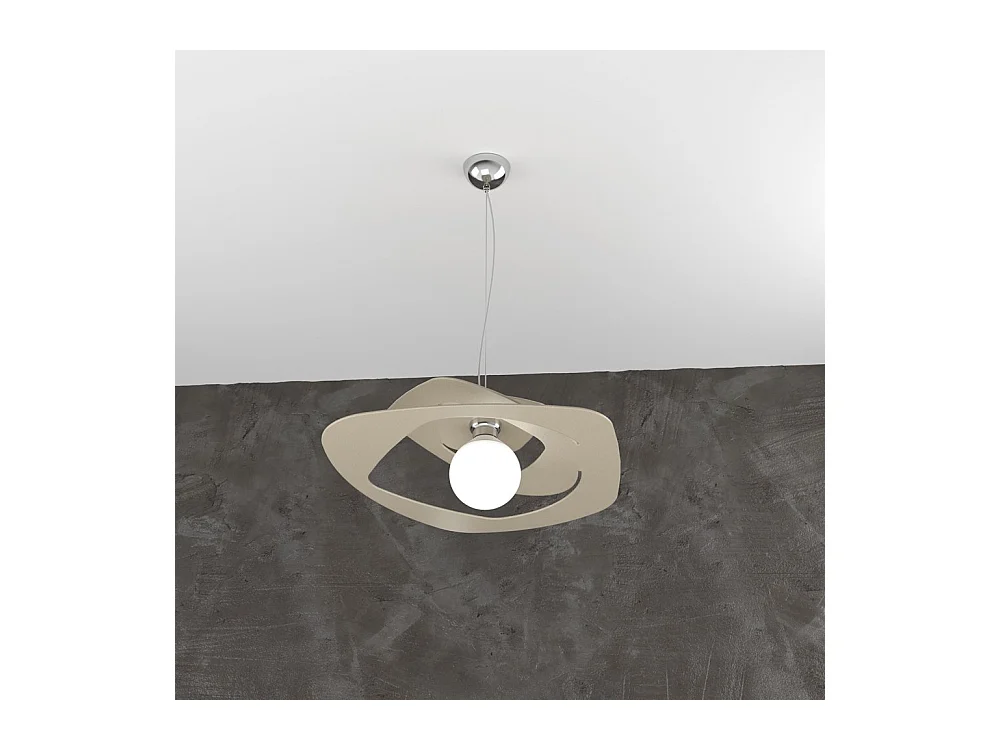 Suspension moderne 1 lumière sable Warped d.50 cm - Douille E27 - Design géométrique