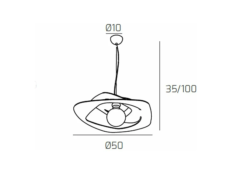 Suspension moderne 1 lumière sable Warped d.50 cm - Douille E27 - Design géométrique