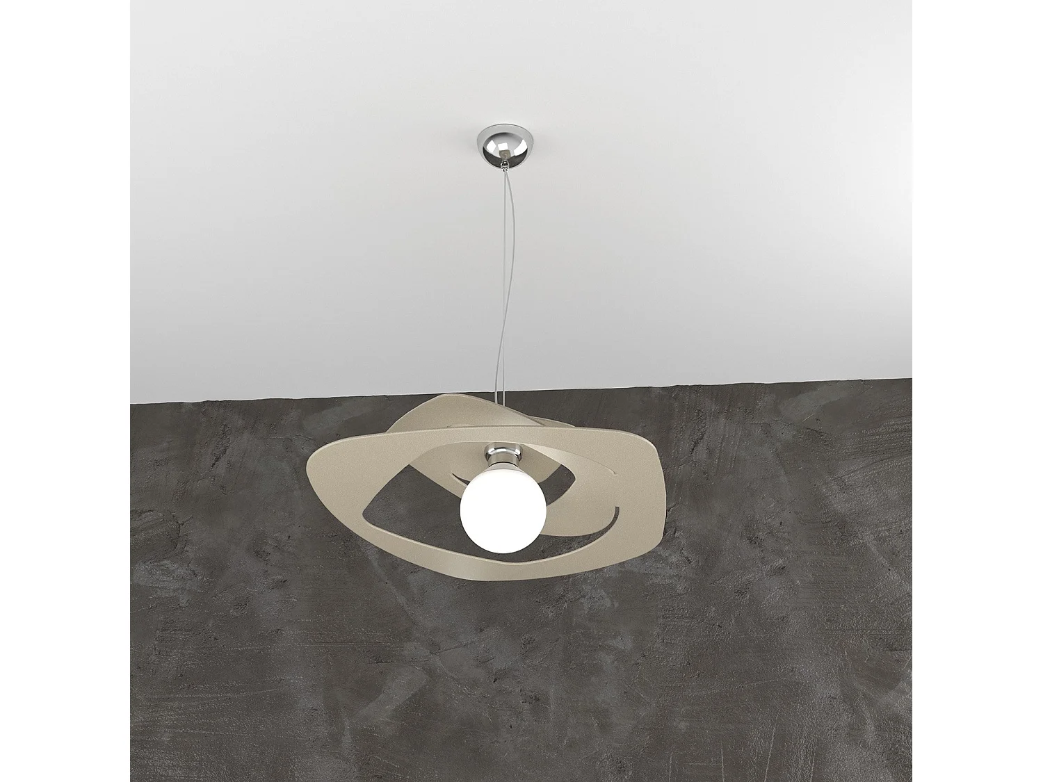 Suspension moderne 1 lumière sable Warped d.50 cm - Douille E27 - Design géométrique