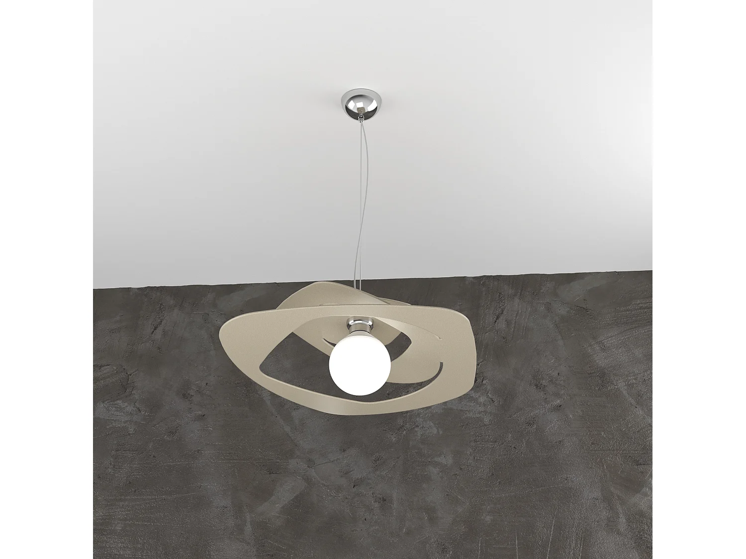 Suspension moderne 1 lumière sable Warped d.50 cm - Douille E27 - Design géométrique