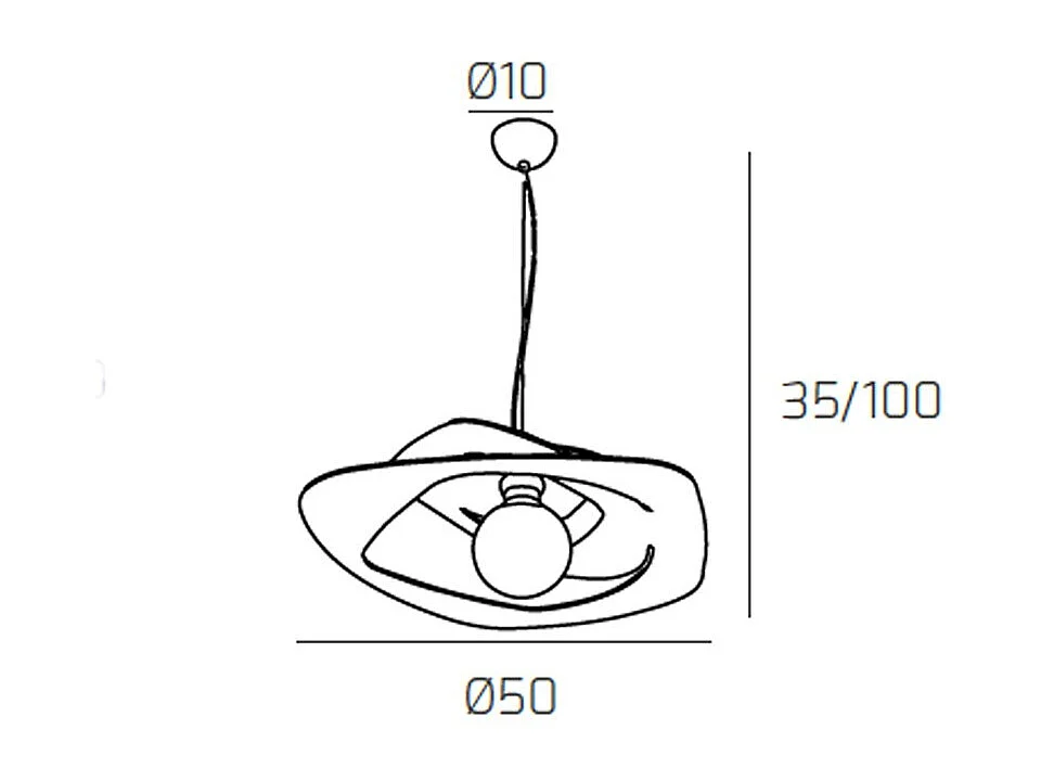 Suspension moderne 1 lumière sable Warped d.50 cm - Douille E27 - Design géométrique