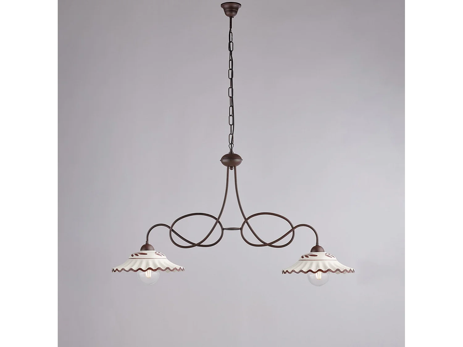 Dallas - Kronleuchter elfenbeinfarben, Goldeffekt, Alabasterglas Ø13, 2-flammig, L92x30 - BL217-S2-AV