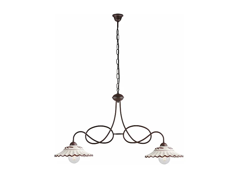 Dallas - Kronleuchter elfenbeinfarben, Goldeffekt, Alabasterglas Ø13, 2-flammig, L92x30 - BL217-S2-AV