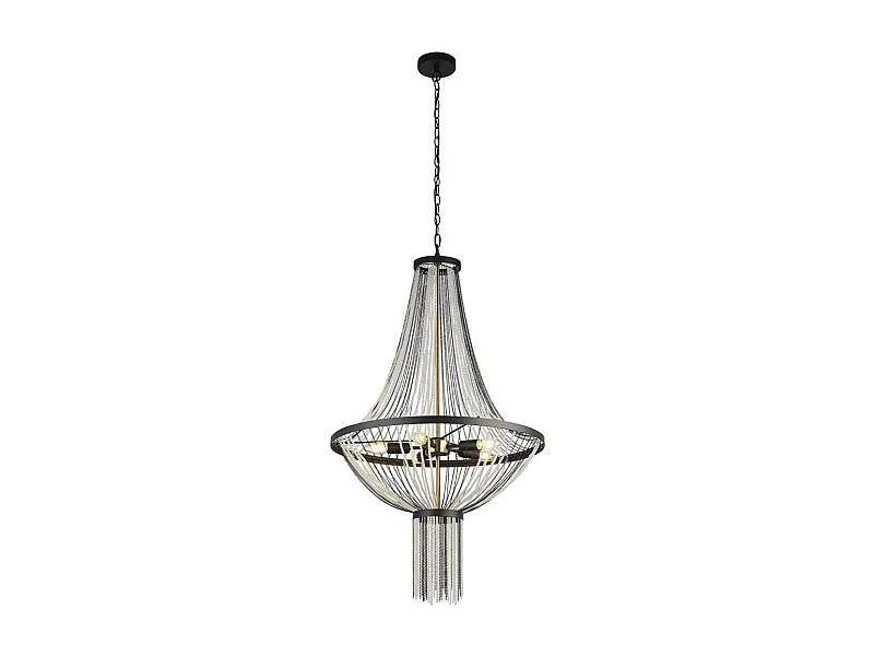 Searchlight Baguette Luminaire suspendu à 5 ampoules, noir, laiton satiné