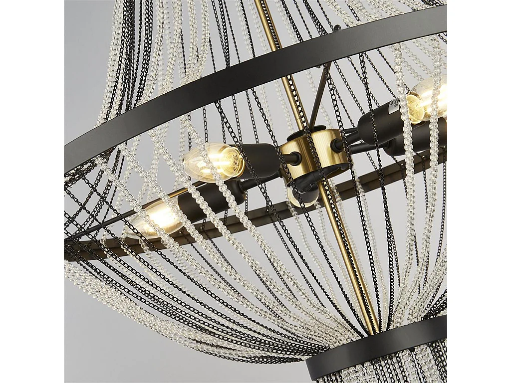 Searchlight Baguette Luminaire suspendu à 5 ampoules, noir, laiton satiné