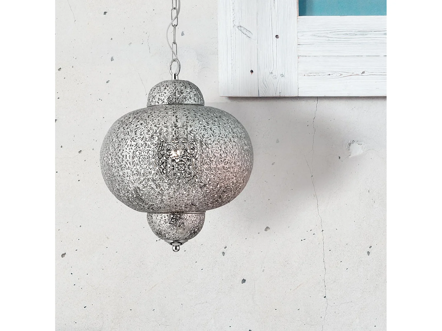 Searchlight Fretwork 1 ljus marockansk takhnge glnsande nickel, E27