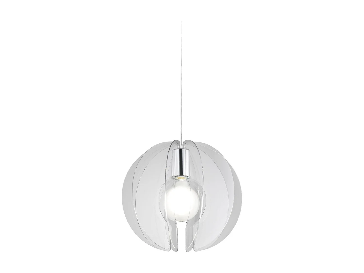 Sospensione Moderna Space Collection Polilux ® Trasparente E Metallo Cromo E27