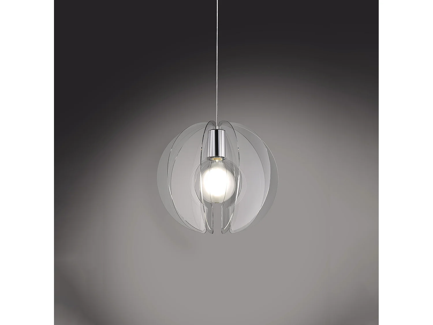 Sospensione Moderna Space Collection Polilux ® Trasparente E Metallo Cromo E27