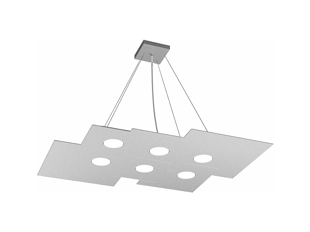 Sospensione Moderna Plate Metallo Grigio 6 Luci Gx53