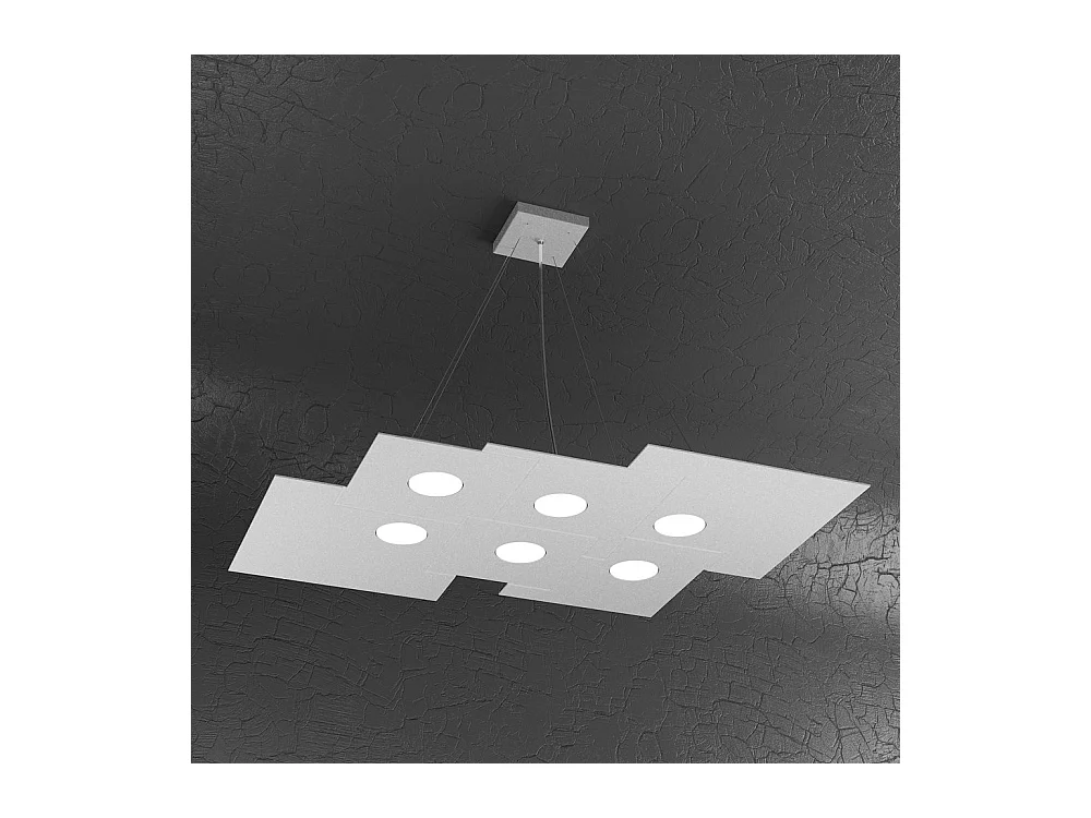 Sospensione Moderna Plate Metallo Grigio 6 Luci Gx53