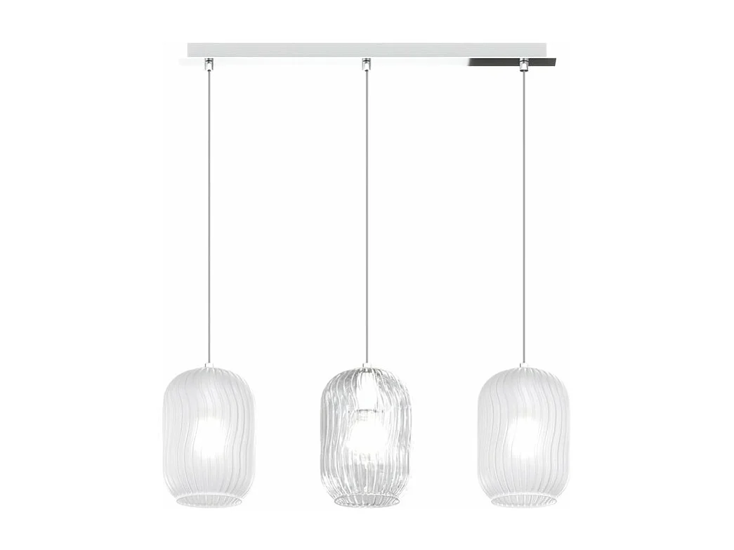 Sospensione Cromo 3 Luci Rettangolare Vetri Tr + 2X Bf