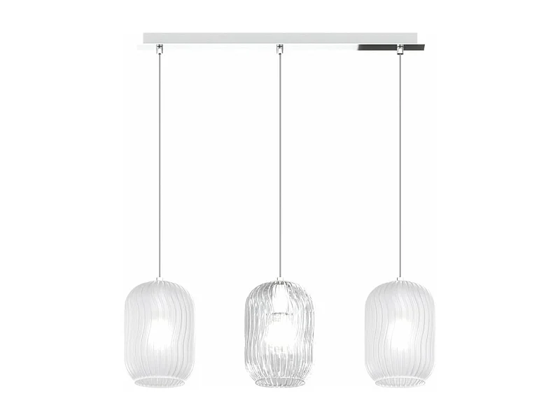 Sospensione Cromo 3 Luci Rettangolare Vetri Tr + 2X Bf