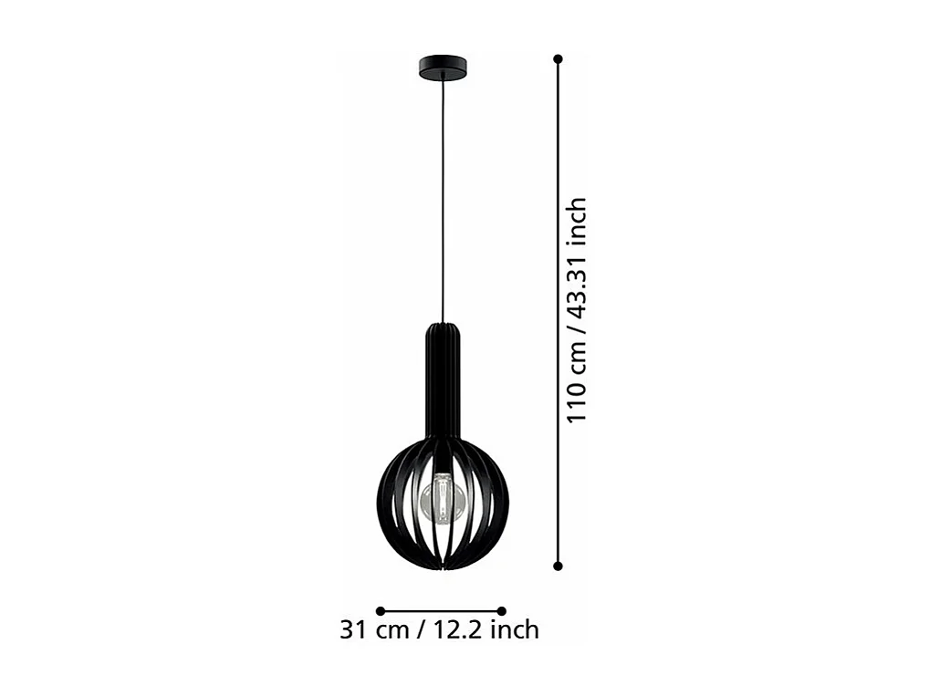Lampadario Industrial Velasco 1 Luce Acciaio Nero Diffusore Nero Tondo