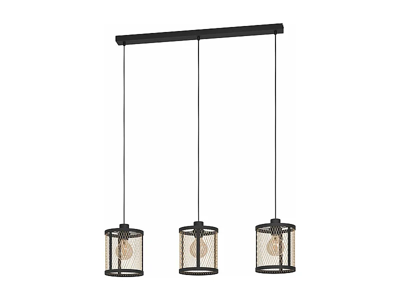 Lampadario Industrial Dellow 3 Luci Acciaio Nero