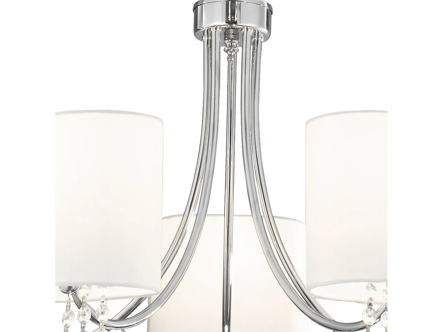Searchlight Nina - Sospensione a soffitto a 5 luci multibraccio cromata, cristalli con paralumi, attacco E14