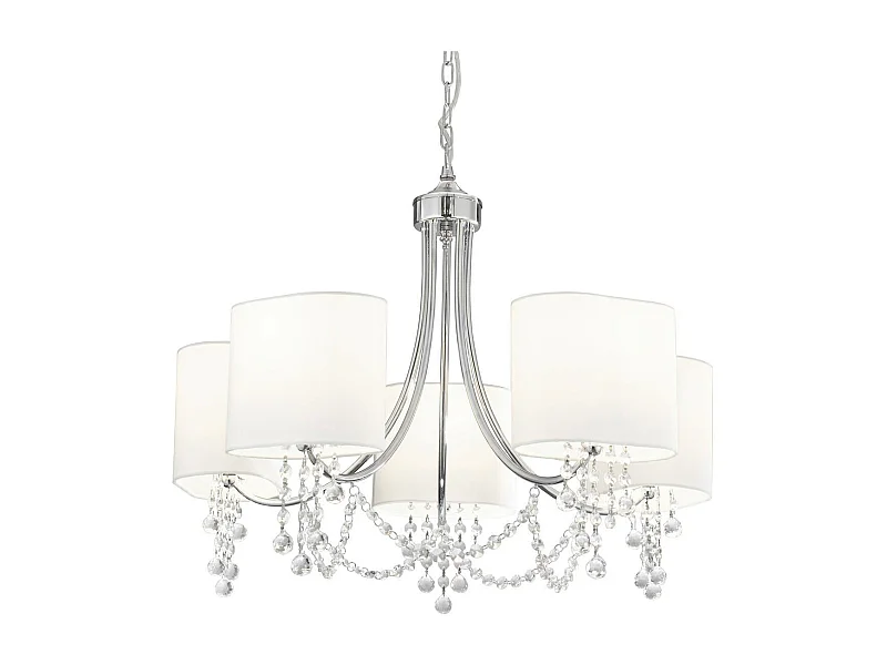 Searchlight Nina - Sospensione a soffitto a 5 luci multibraccio cromata, cristalli con paralumi, attacco E14