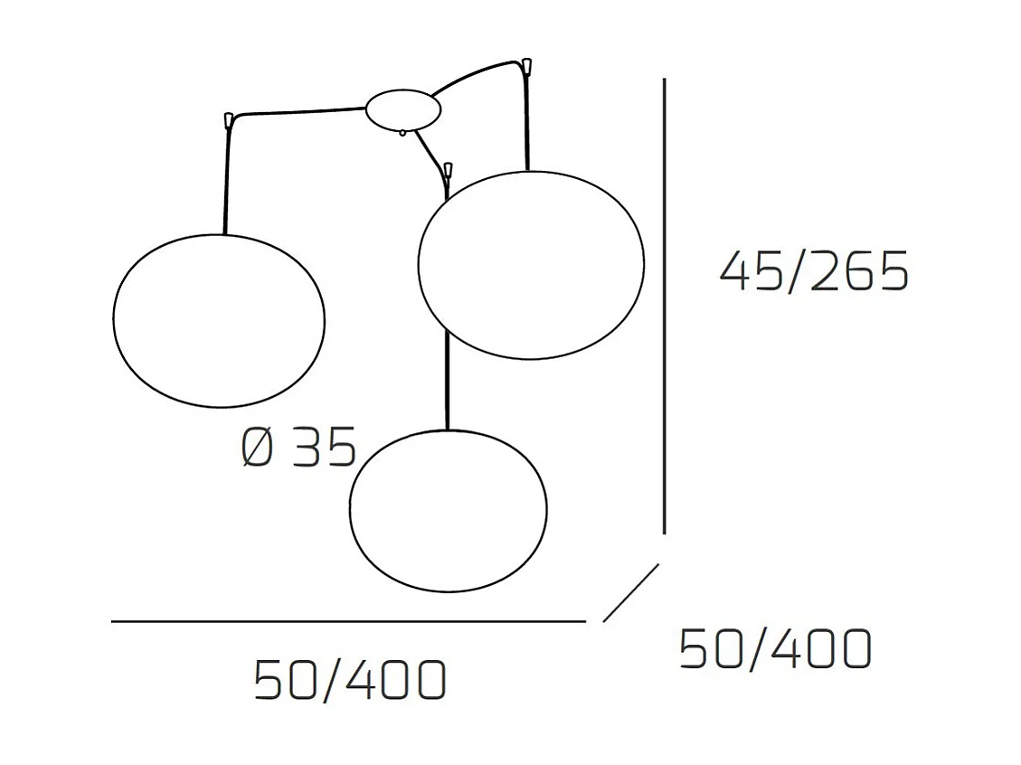 Soft Sospensione D.35 Cm. 3 Luci