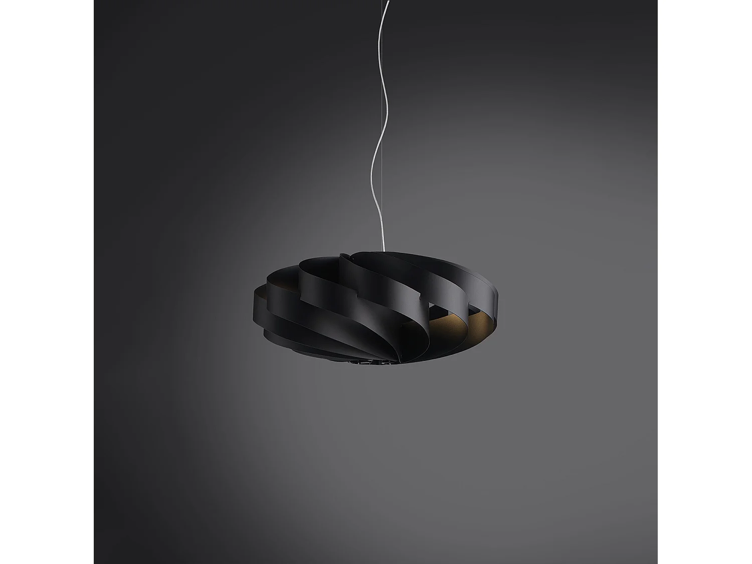 Sospensione Moderna Flat Polilux ® Nero E Metallo Cromo 1 Luce E27 D60Cm