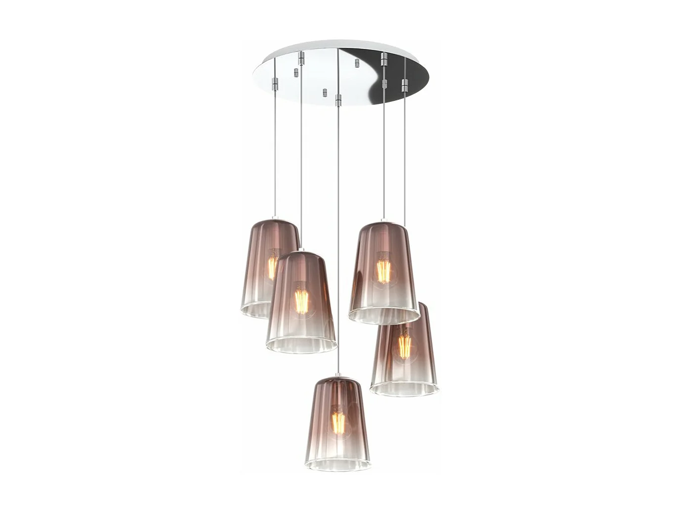 Sospensione Cromo Tonda 5 Luci Rame