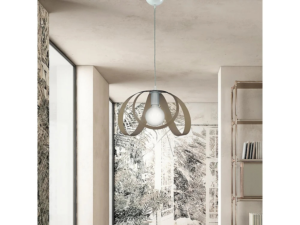 Sospensione Moderna 1 Luce Ferro Laccato Bianco e Tortora Serie Piovra