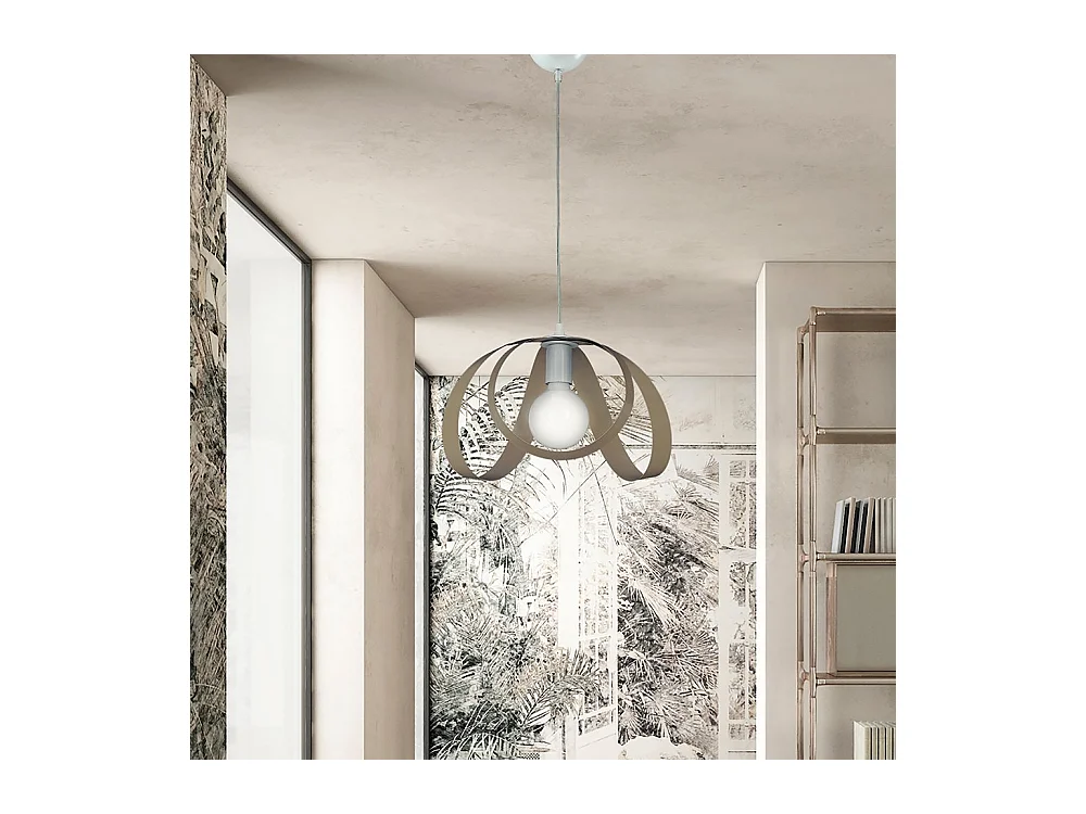 Sospensione Moderna 1 Luce Ferro Laccato Bianco e Tortora Serie Piovra