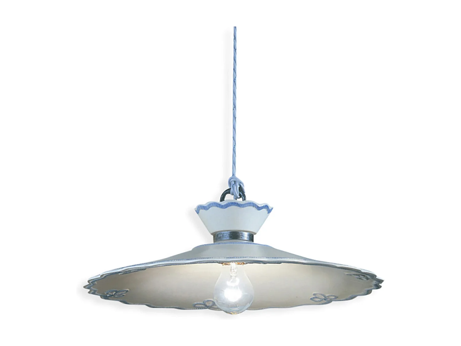 Lampadario Classico Ravenna Metallo E Ceramica Nero Sfumato Arg. 44Cm 1 Luce E27