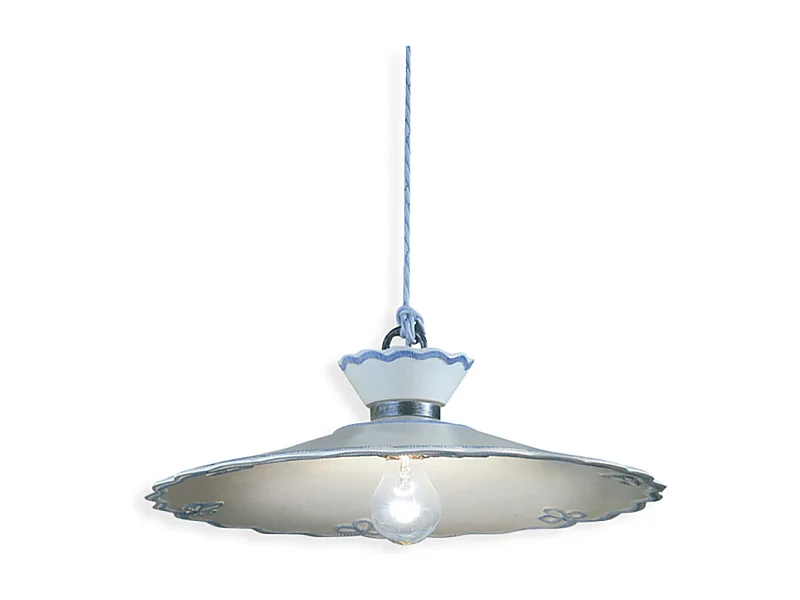 Lampadario Classico Ravenna Metallo E Ceramica Nero Sfumato Arg. 44Cm 1 Luce E27