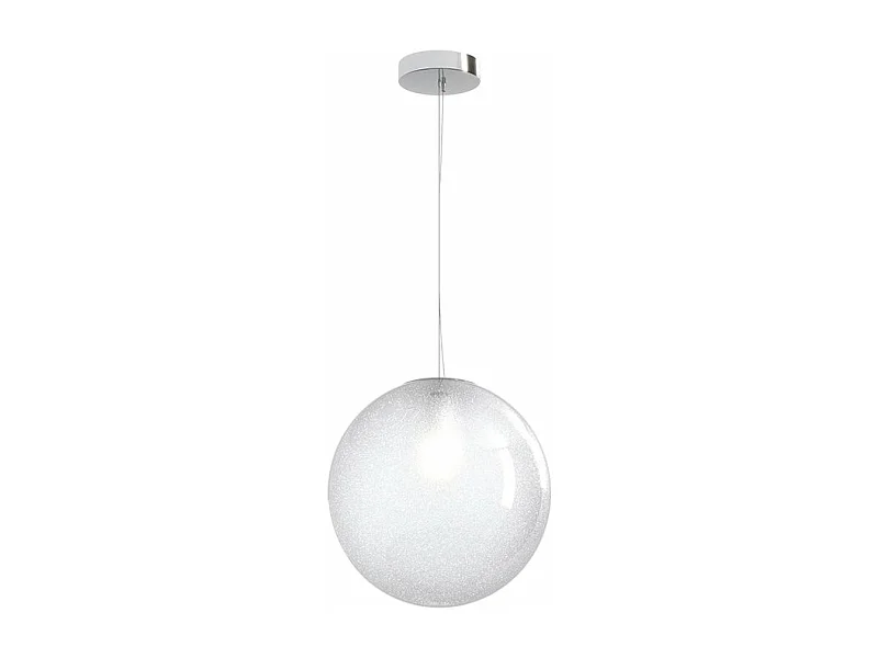 Sospensione Contemp Glitter Metallo Cromo Vetro Soffiato Trasp 1 Luce E27 30Cm