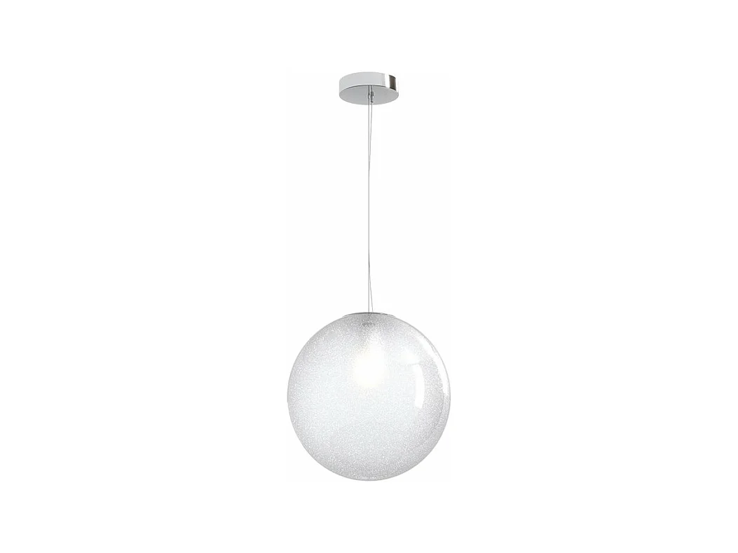 Sospensione Contemp Glitter Metallo Cromo Vetro Soffiato Trasp 1 Luce E27 30Cm