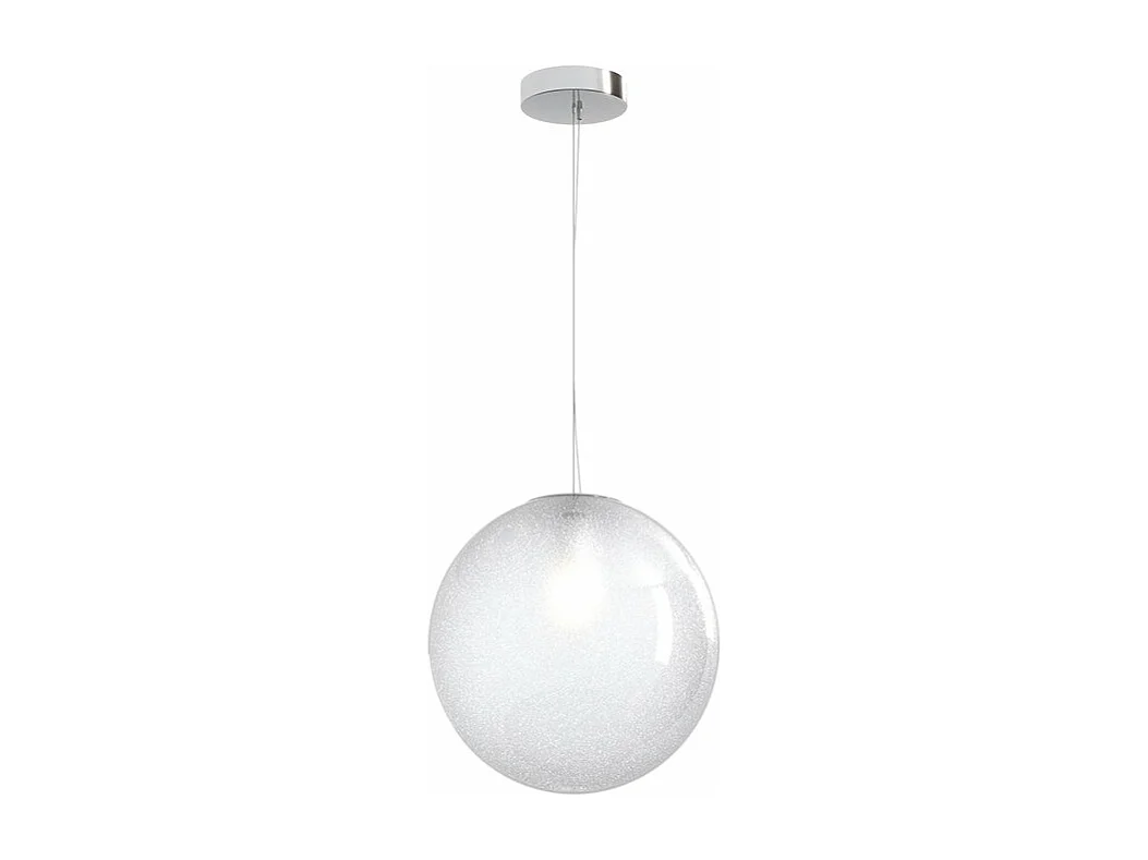 Sospensione Contemp Glitter Metallo Cromo Vetro Soffiato Trasp 1 Luce E27 30Cm