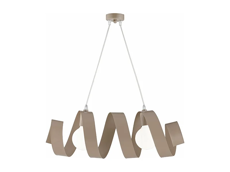 Helix – Pendelleuchte aus matt taubengrau lackiertem Eisen mit verstellbarem Elektrokabel, 2 Lichter, L. 54 x 20 – BL141-2-TO